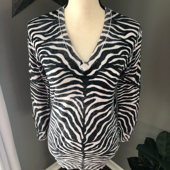 Michael Kors Zebra Print Long Sleeve Black/White Sz XS - Picture 2 of 8